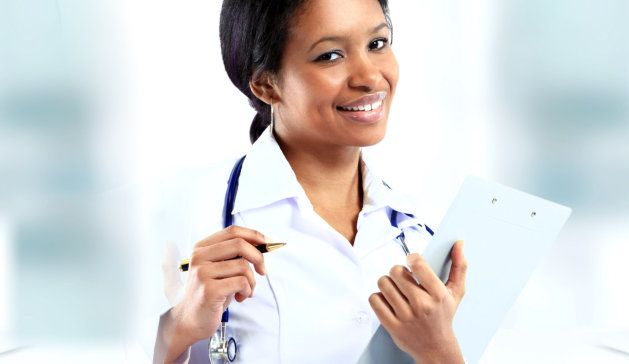 female nurse holding a pen